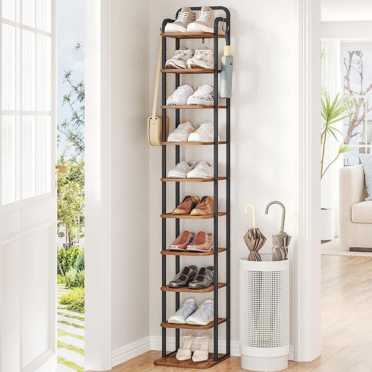 Hzuaneri 10 Tiers Vertical Shoe Rack, Tall Shoe Shelf with 2 - Image 1