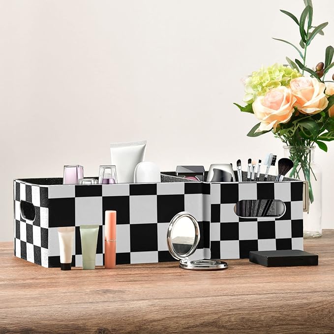Kcldeci Buffalo Check Storage Bins Baskets for Organizing, Black White Plaid Checkered Sturdy Storage Basket Foldable Storage Baskets for Shelves Closet Nursery Toy