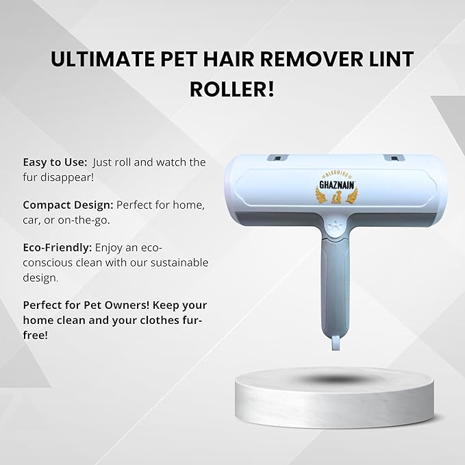 Pet Hair Remover and Lint Roller - Cat and Dog Hair Remover Roller, Reusable, Eco-Friendly, Multi-Purpose Cleaning Tool for Clothing, Furniture, Car Interiors, and Carpets