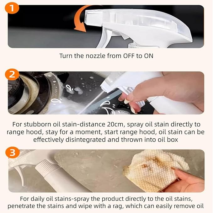 Kitchen Heavy Oil Cleaner Stain, Oven Cleaner, Multi-Purpose Cleaner - Kitchen Degreaser Spray with Spray Nozzle Spray & Towel for Kitchen, Household, Oven, Stove, Range Hood, Sink