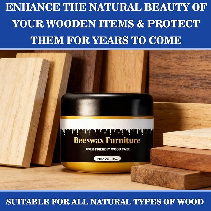 Beeswax Gleam Premium Furniture Wax - All-Natural Wood Polish & Conditioner, Waterproof Restorer & Cleaner for Wood Furniture (2 Pcs)