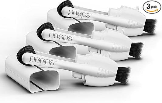 CarbonKlean Peeps Glasses Cleaner - for Eyeglasses, Reading Glasses, and More - Lens Cleaner with Carbon Microfiber Tech - Injected White - 3 Count