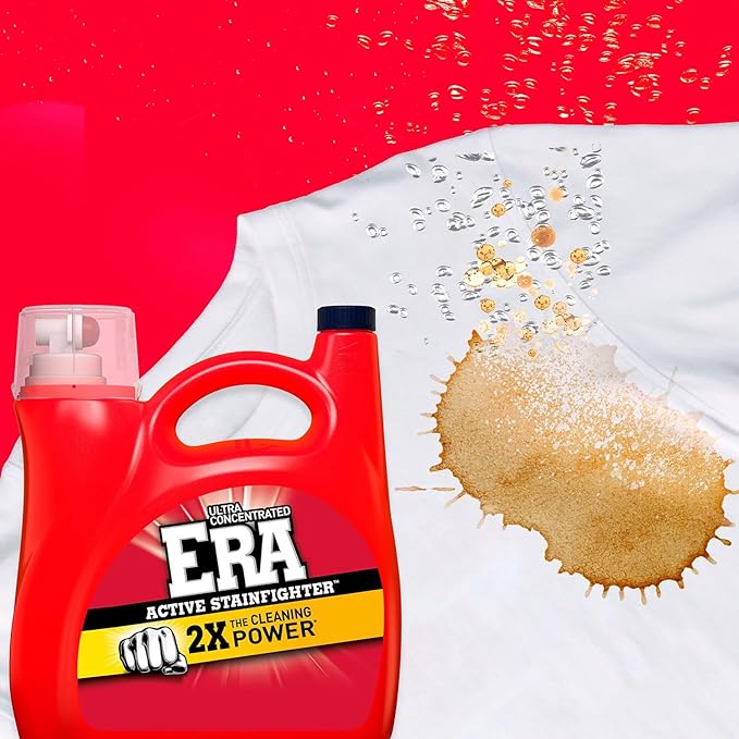 Era Oxibooster Liquid Laundry Detergent, 154 fl oz, 87 Loads Powerful Laundry Detergent for Stain Removal, Tough on Stains, Era Active Spot Fighter High EfficiencyDetergent