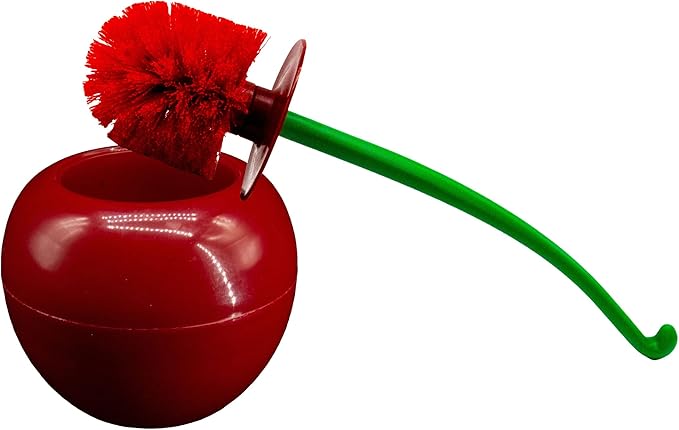 Cherry Toilet Brush Set, Cute Standing Toilet Bowl Brush and Holder Long Handle, Pack of 2, Red