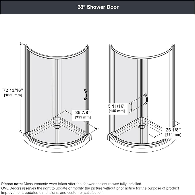 OVE Decors Breeze 38 in. Corner Shower, With Included Base, Clear Glass and Satin Nickel Finish