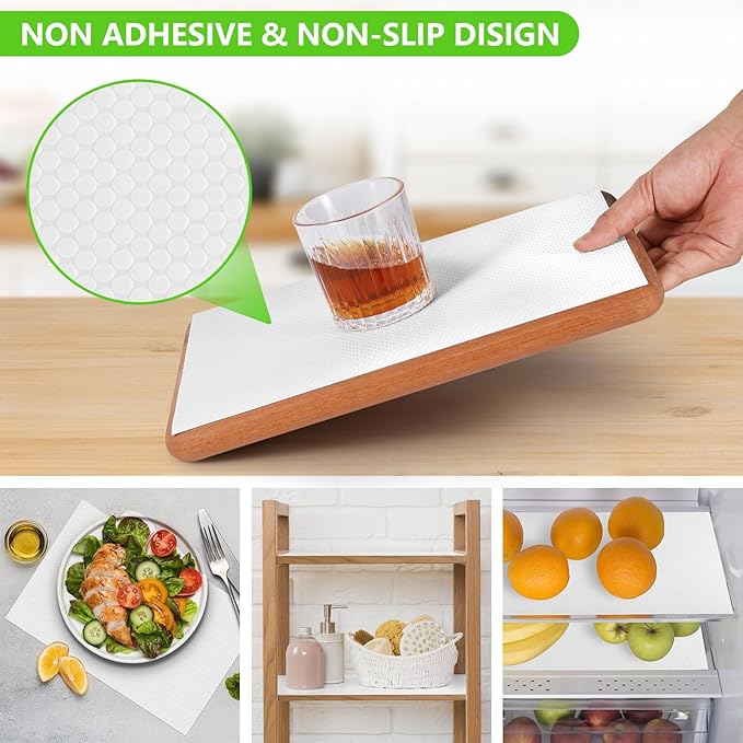 Shelf Liners for Kitchen Cabinets Non Adhesive Drawer Liner for Bathroom Waterproof Refrigerator Liners for Shelves Fridge Plastic Mats Cabinet Cupboard Liner White 11.8 x 236.2 Inches