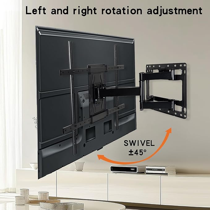 Full Motion TV Wall Mount for 32-65 Inch TVs, VESA Compatible, 100 lbs Weight Capacity, Adjustable Tilt & Swivel, Easy Centering & Quick Installation