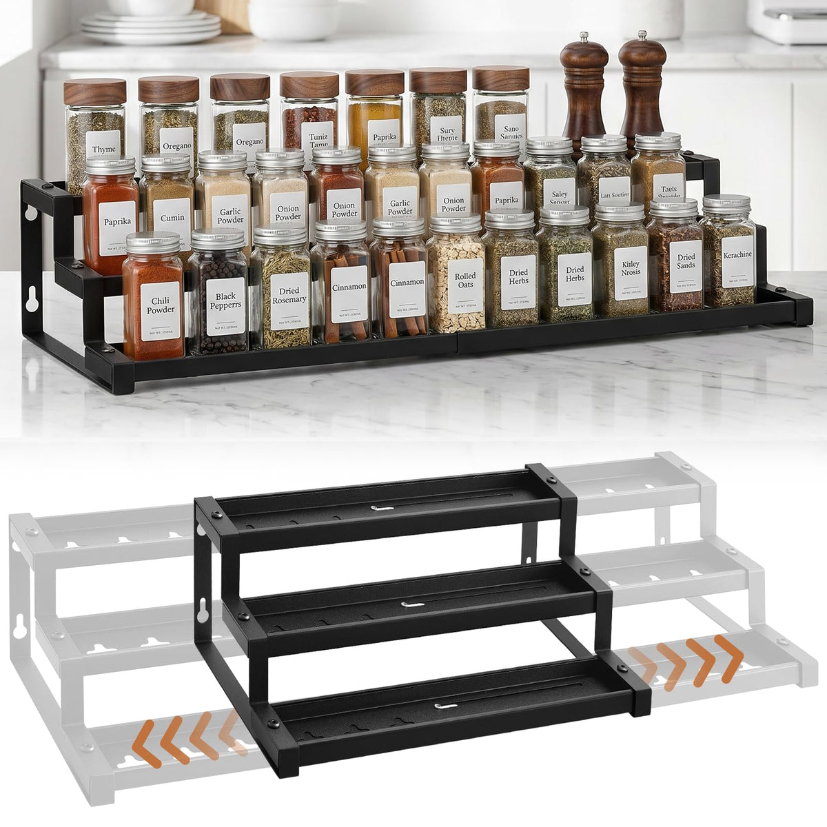 Expandable Spice Rack Organizer for Cabinet, Supports 17.6 - Image 1