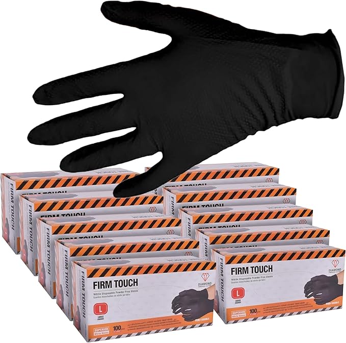 Glove Station Disposable Nitrile Gloves - 1000-Count - Non-Latex Gloves for Kitchen, Cleaning, and Cooking - Textured for Better Grip 8MM-M-Black