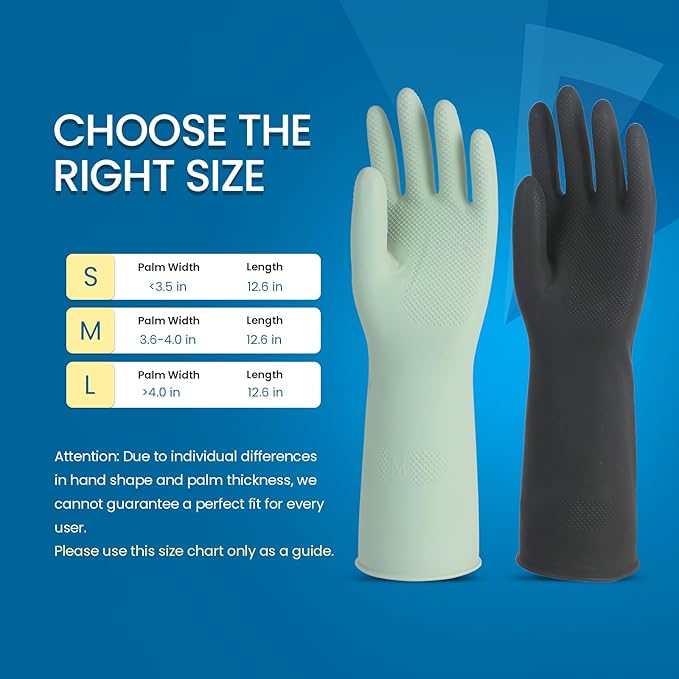 4 Pairs Rubber Kitchen Dishwashing Gloves – Reusable Household Cleaning Gloves for Washing Dishes and Cleaning Tasks, Non-Slip (Large)