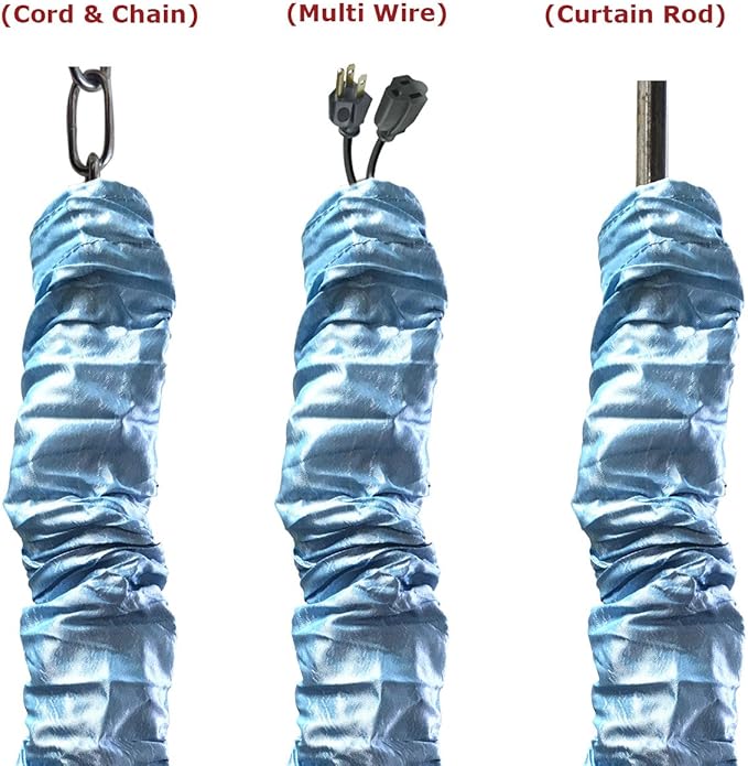 Royal Designs, Inc. Cord & Chain Cover 4 ft Silk Type Fabric, Chandelier Pendant Lighting Chain & Cable Management, Touch Fastener, Blue - 1 Pack