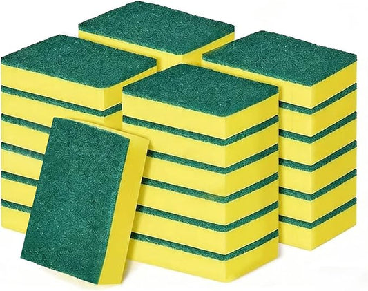 24-Pack Heavy Duty Scrub Sponges, Non-Scratch Kitchen Sponge with Durable Scouring Pad, Dual-Sided Cleaning Sponge for Dishes, Pots, Pans, Sinks – Extra Absorbent & Long-Lasting