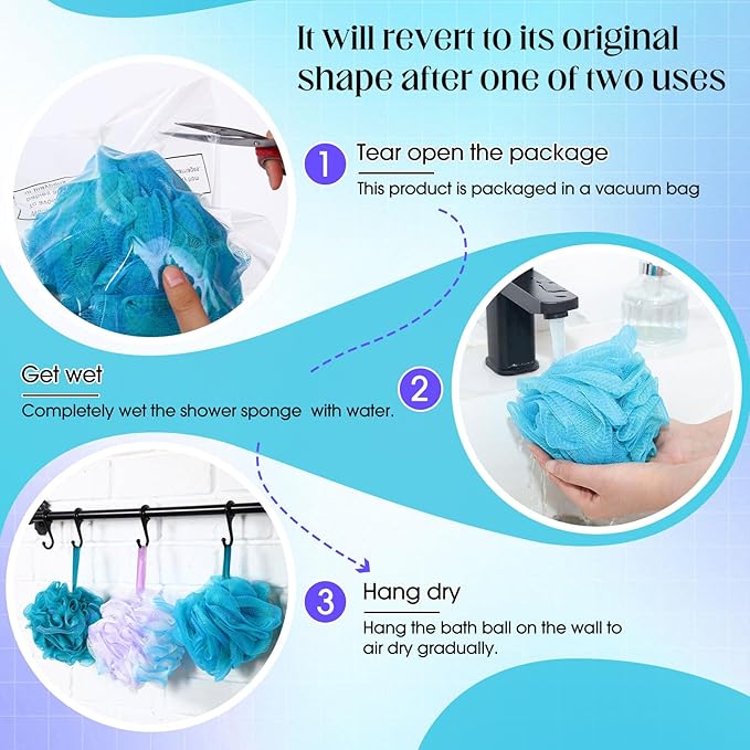 Sunnyray 100 Pcs Loofahs Bulk Bath Sponge Shower Luffas Exfoliating Body Scrubber Packs Soft Mesh Loofahs Balls Travel Cleaning Wash Puff Bathing Accessories for Women Men, 20g (Mixedcolor)