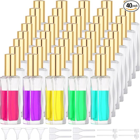 Segbeauty 40pcs 0.68oz Perfume Travel Refillable Sprayer, Empty Perfume Bottles for Women, 20ml Travel Atomizer Glass Spray Bottles Portable, Bulk Fine Mist Cologne Atomizer for Men with Transfer Tool