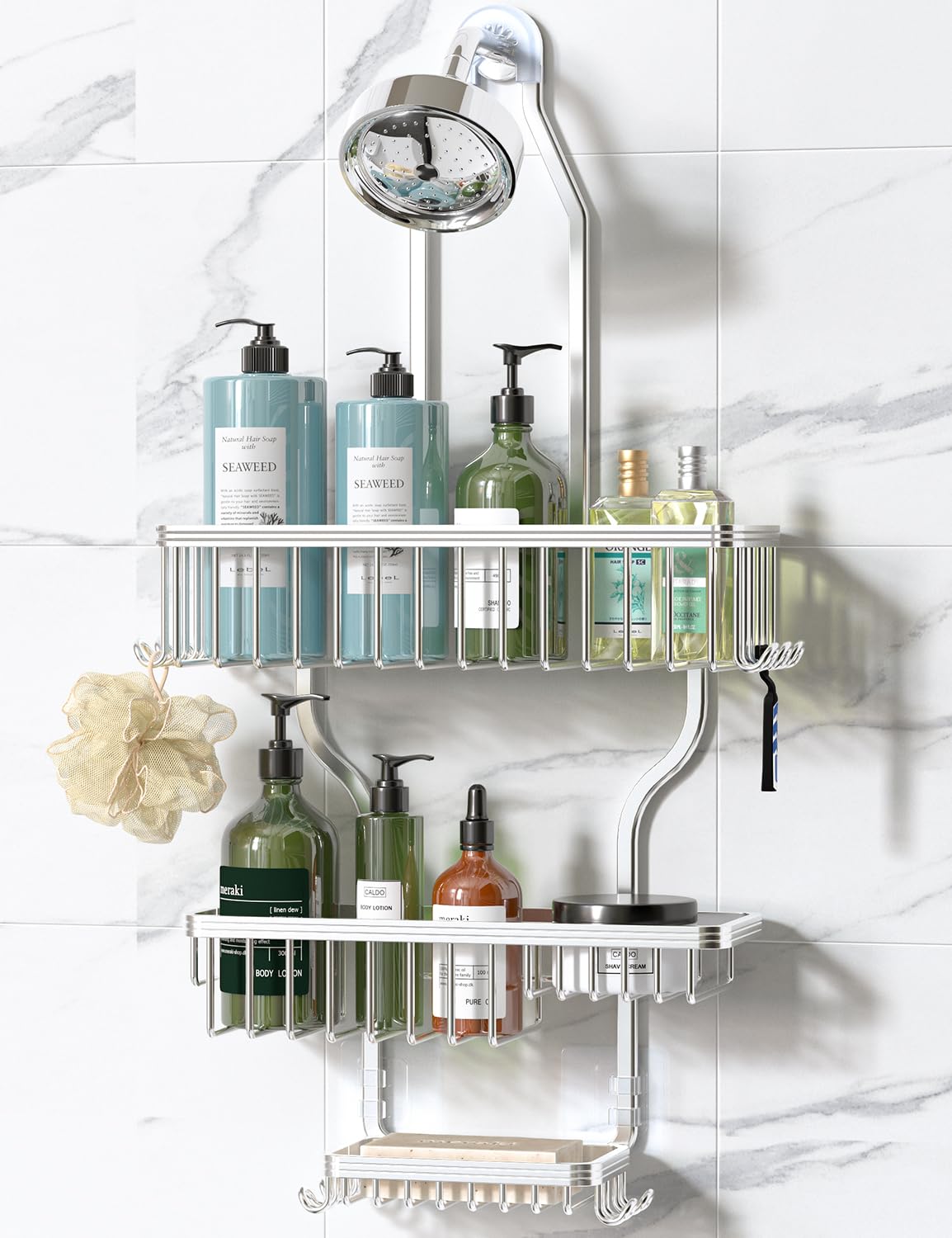 YASONIC Never Rust Shower Caddy Hanging, Aluminum Shower Racks - Image 1