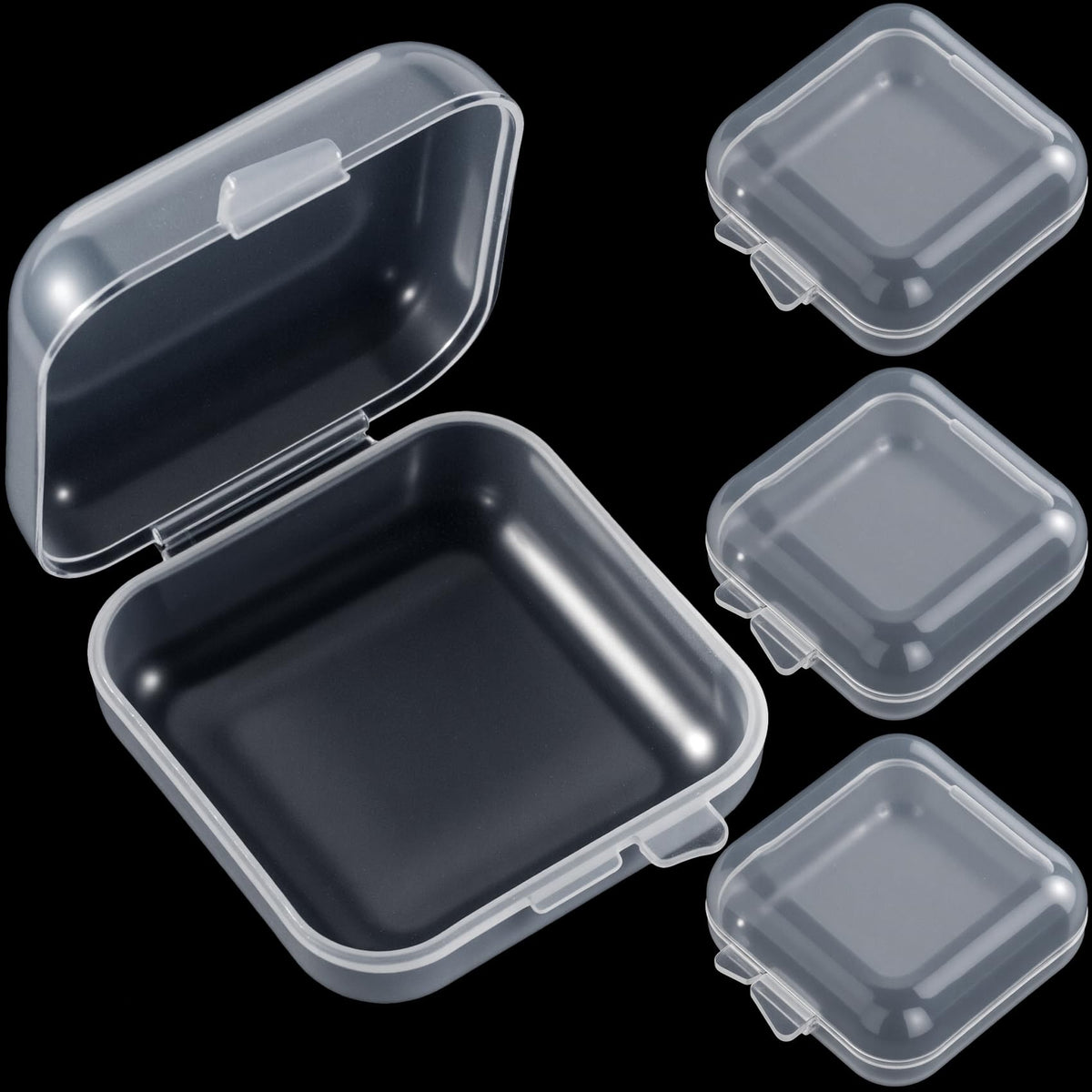 SmallCat 4Pcs Clear Plastic Box, Mini Square Storage Box with Lid - Image 1
