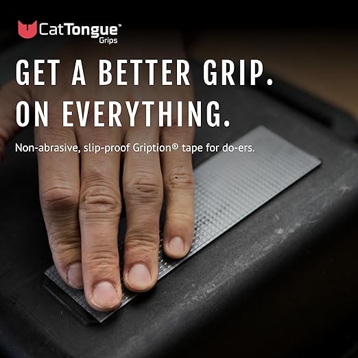 CATTONGUE GRIPS Non-Abrasive Grip Tape Wrap - 2” Thick Heavy-Duty, Waterproof Anti-Slip Tape for Wrapping Tools, Bats, Gym Equipment - Indoor & Outdoor Anti-Slip Solution (Black, 2-Pack)