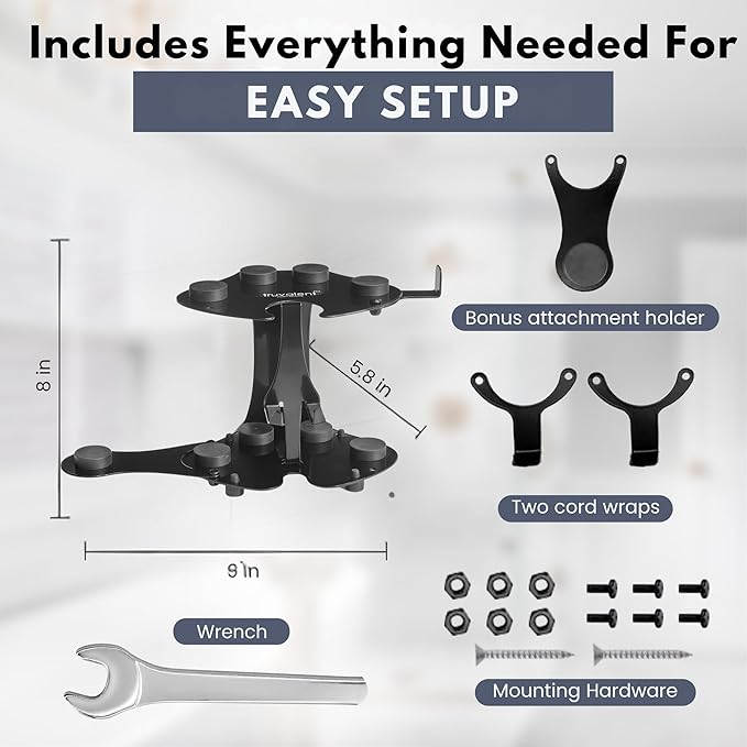 Blow Dryer Accessory Holder for Dyson Airwrap & Shark FlexStyle Only | Wall or Countertop Organizer for Hair Tools | Steel Storage Rack for Styling Attachments (Blow Dryer Not Included)