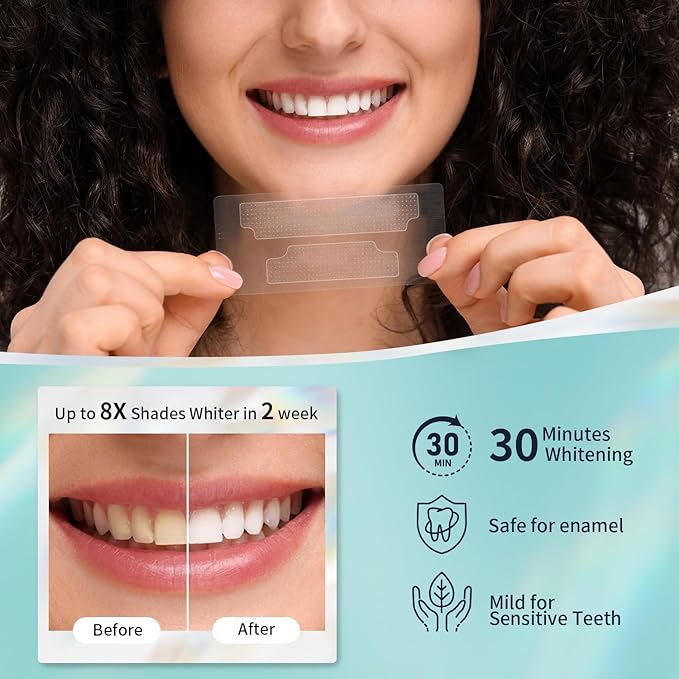 Teeth Whitening Strips 14 Treatments Kit - Contain Teeth Whitening Pen，Sensitive Teeth Whitener, Hydrogen Peroxide Teeth Whitener for Coffee, Wine, Tobacco, and Other Stains (28 Strips)