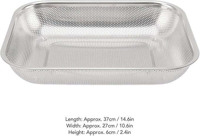 Mesh Vegetable Washing Basket, Large Stainless Steel Colander Strainer, Fruit Vegetable Rectangular Mesh Strainer Screen Basket Sink Colander Vegetable Washing Basket (L)