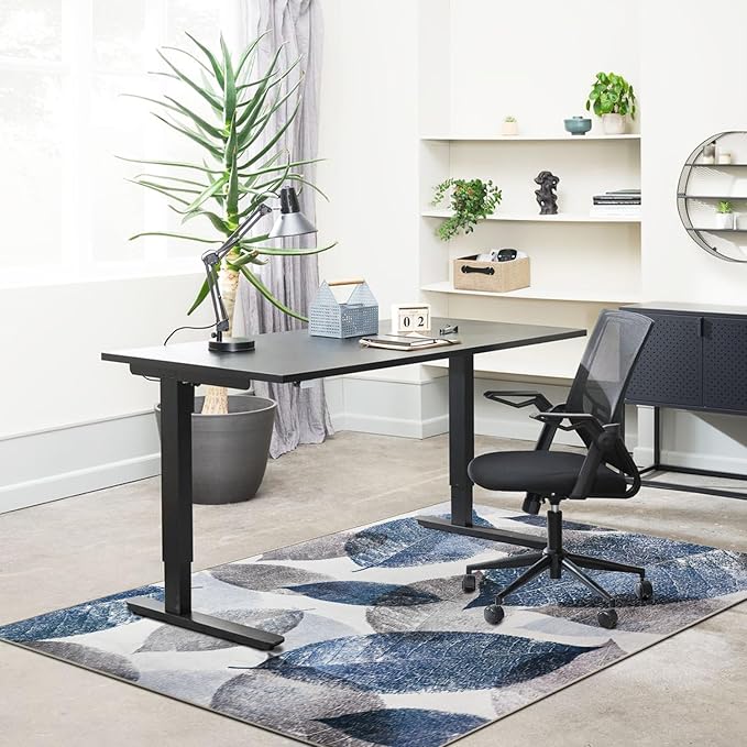 Office Chair Mat for Hardwood Floor & Low-Pile Carpet,60“*48”Highly Premium Quality Under Desk Mat, Desk Chair Mat for Carpet - 3.86lbs Anti-Slip Carpet Chair Mats Blue Leaf