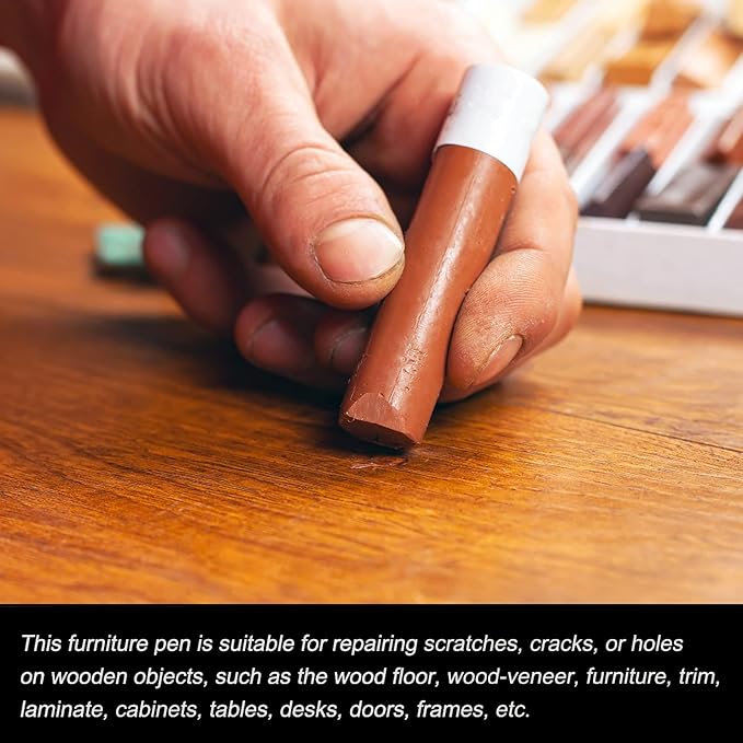 Unifizz Wood Wax Filler Stick, Furniture Crayons Wooden Repair Filler Stick Touch Up Wax Paint Pens for Scratches Holes Floor Laminate Door Tables, Light French Beige,2 Count