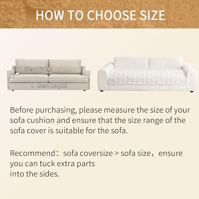Waterproof Couch Cover for Dogs Washable,Fuzzy Pet Couch Covers for Sofa,Thick Soft Dog Mat Non-Slip Couch Covers for 3 Cushion Couch Sofa Pet Friendly (White, 35x82(1pc))
