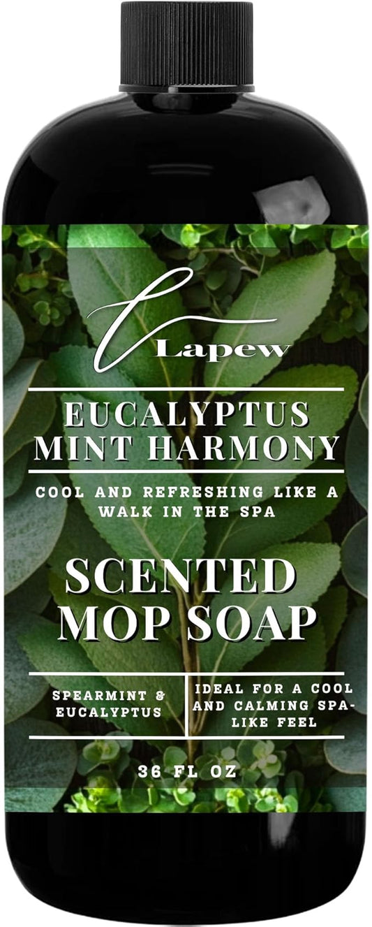Lapew Eucalyptus Mint Scented Mop Soap - Luxury Floor Cleaner Concentrate for Mopping Tile, Laminate, Vinyl & Hardwood | Streak-Free, Low-Foam | 36 oz