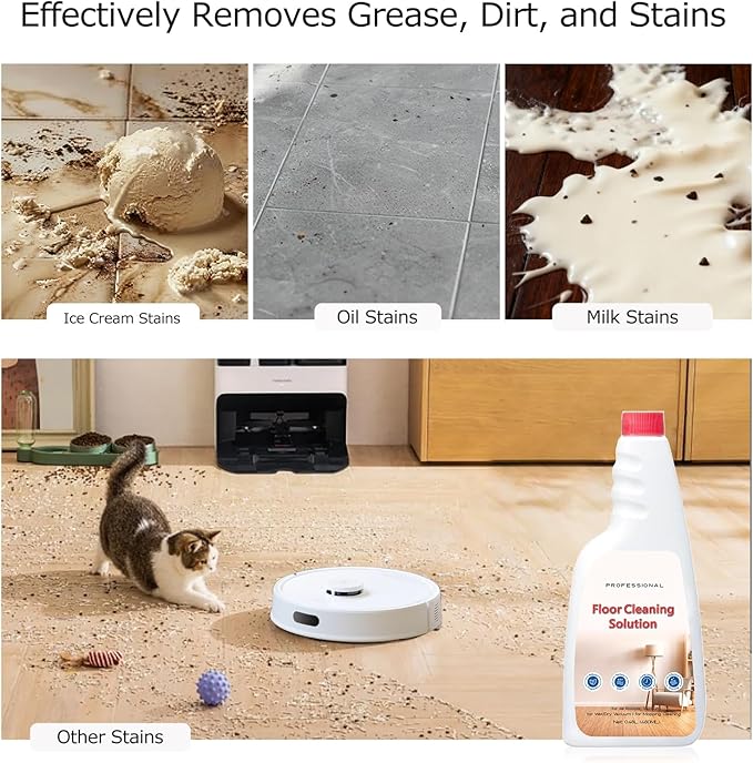 Floor Cleaning Solution Compatible with Roborock Vacuum Mop Solution Citrus Scented, Residue & Streak Free Deep Clean for Hardwood, for Roborock Saros 10/10R/Z70, Q7 Q8 Q10 S7 S8 Qrevo Series and More