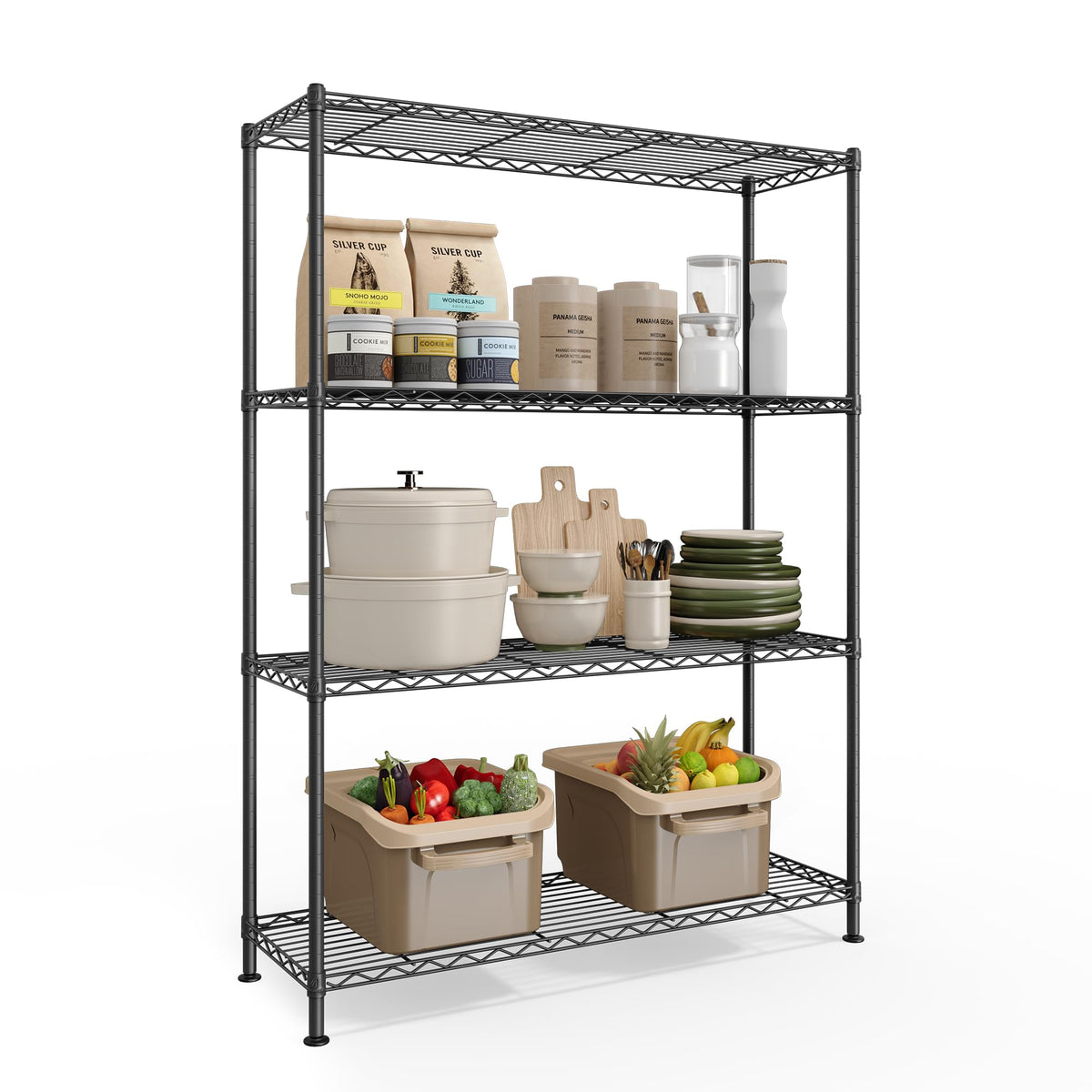 SONGMICS 4-Tier Bathroom Shelf, Storage Rack for Small Space - Image 1