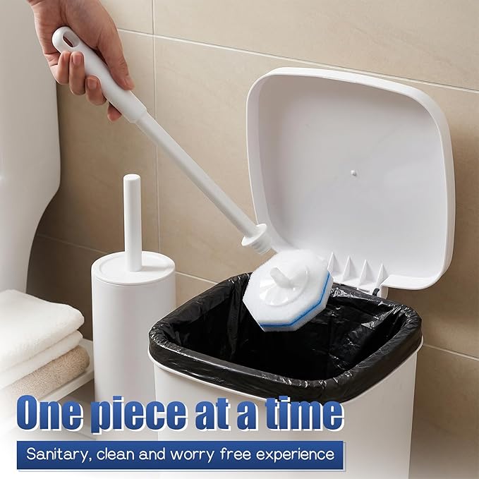 50 PCS Disposable Toilet Brush Refills, Toilet Wand Cleaner Toilets Bowl Wand Refills High-Density Fresh Scent and Powerful Cleaning Effect for Bathroom Cleaning Compatible Heads