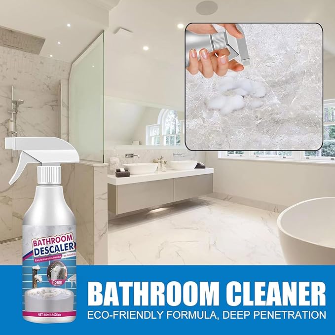 60ml/2.02fl oz Bathroom Descaler, Bathroom Descaler Foam Cleaner, Stubborn Stains Cleaner, Bathroom Descaler Spray, Bubble Cleaner Foam Spray, All Purpose Rinse Cleaning Foam for Bathroom (1PCS)