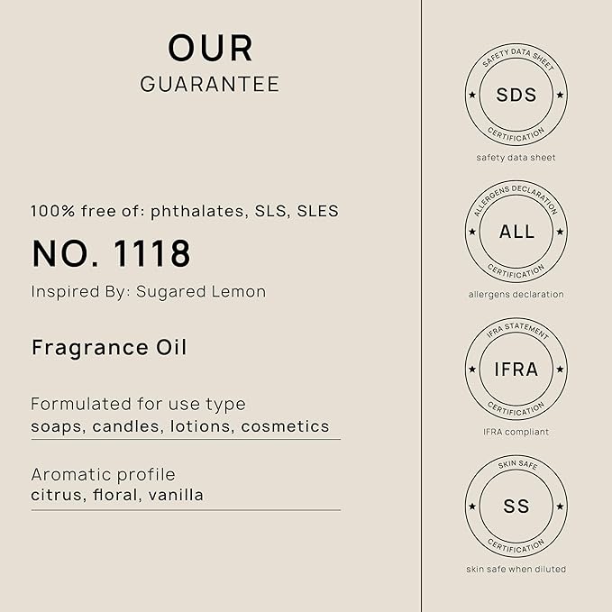 VINEVIDA [32oz] Sugared Lemon Fragrance Oil for Candle Making and Soap Making - Premium Candle Scents for Soy Candles