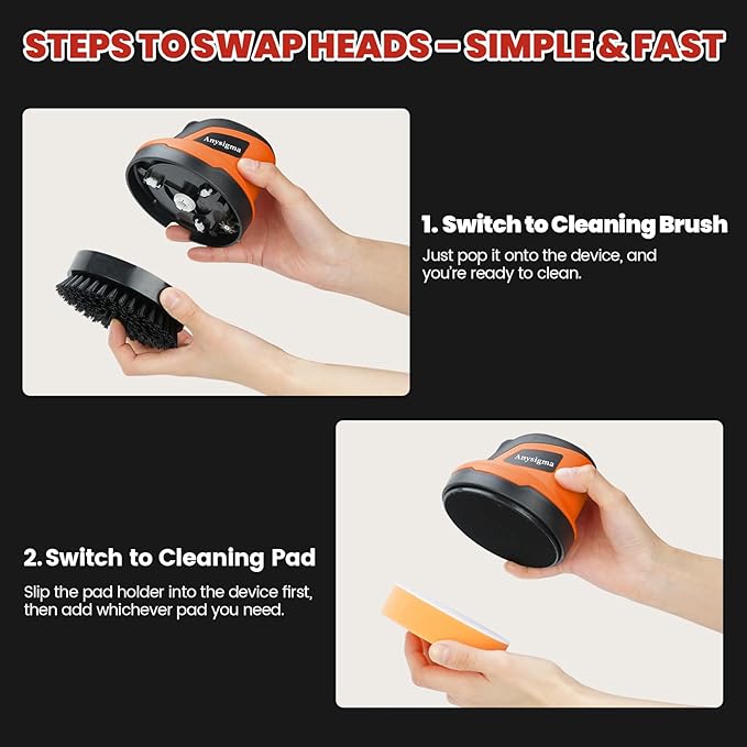 Electric Grill Brush- Waterproof Cordless Rotary Cleaning Brush with 4 Heads for Outdorr Grill,Car,Bathroom