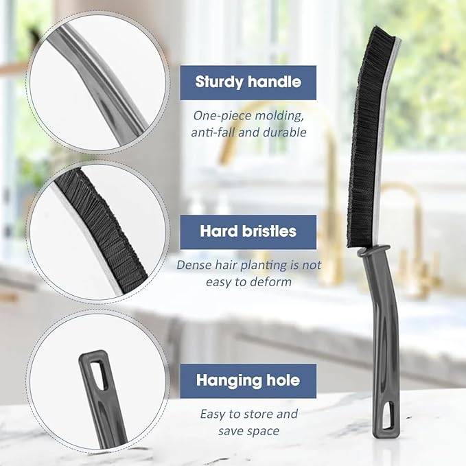 OTIFO® Hard Bristle Crevice Cleaning Brush, Small Cleaning Brushes, Grout Cleaner, Toilet Brush, Skinny Gap Cleaning Tools for Household Use, Bathroom, Kitchen Gap Brush (2-pcs)