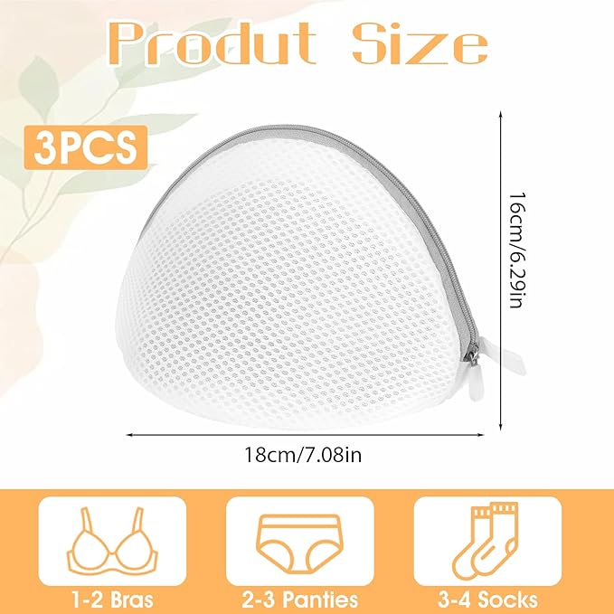 3 Pcs Bra Wash Bags for Laundry BraLaundry Bags for Washing Machine Lingerie Bag for Washing Delicates BraBags for Laundry Bra Washer Protector Lingerie Bag (A to C Cups)