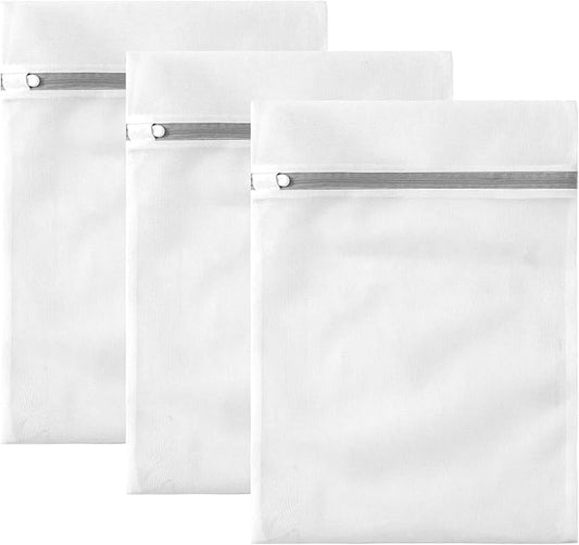 Fine Mesh Laundry Bags with Zipper-Multi Size Mesh Bags For Laundry, Reusable Organizer Lingerie Bags (3, Large)