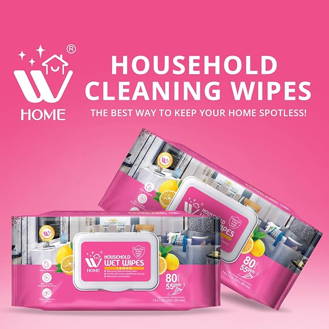 WBM Home Surface Cleaning Wipes, Lemon Scented, Household Cleaning, Pack 6 (Total 480 Sheets)