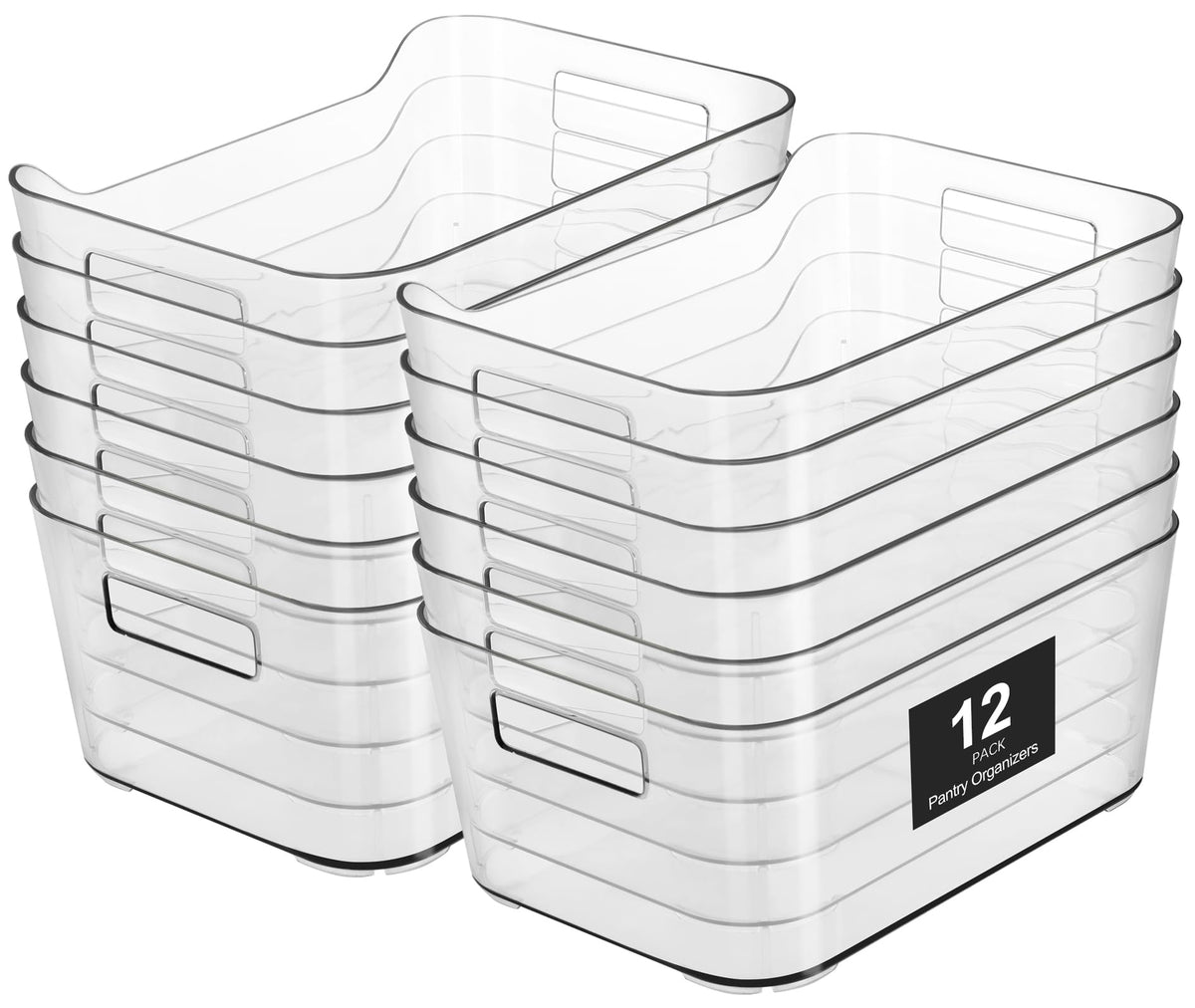 Pantry Organizers Storage, Clear Storage Organizer Bins 12 PACK - Image 1