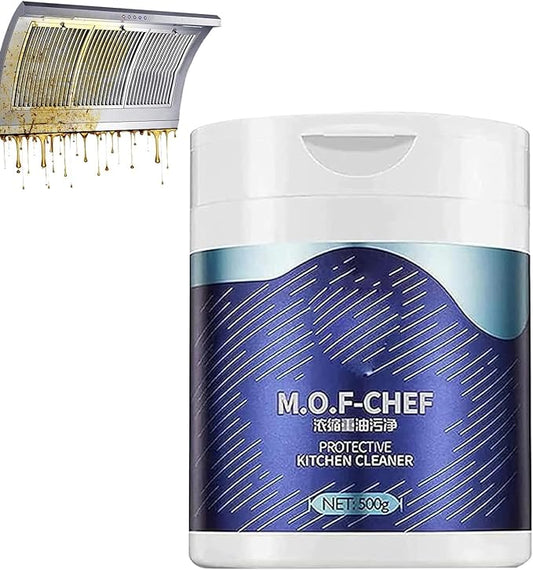 M.O.F-CHEF Protective Kitchen Cleaner, Mof Chef Cleaner Powder, Heavy Kitchen Duty Degreaser, Kitchen Oil Pollution Cleaning Powder, Mof Chef Cleaner Powder Kitchen (500g)