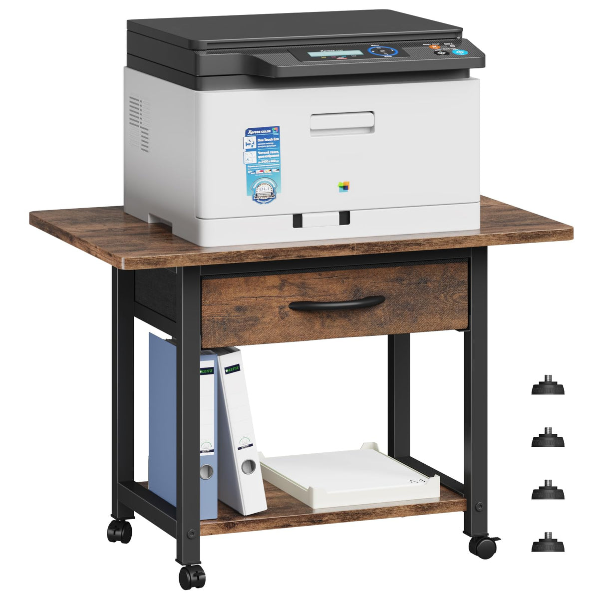 YAOHUOO 22"x15" Large Printer Stand with Drawer, 2-Tier - Image 1