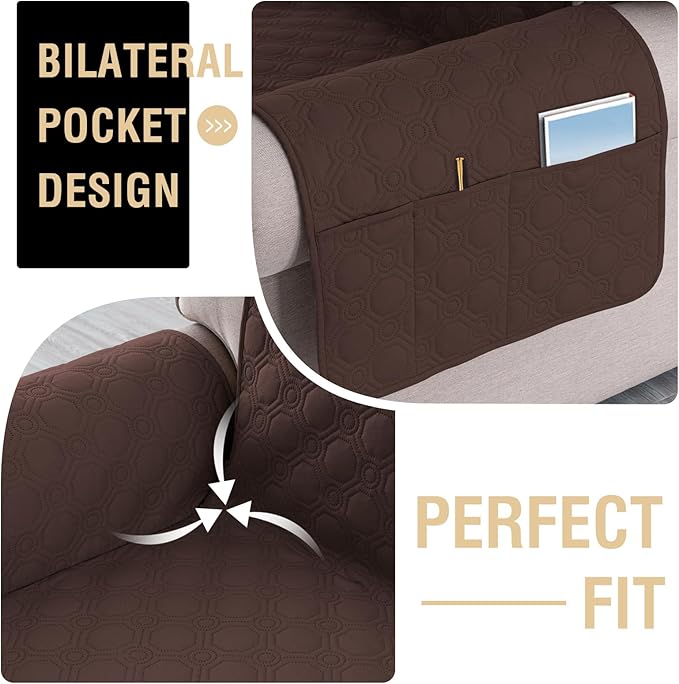 PrinceDeco Oversized Couch Cover for 3 Cushion Couch Extra Large Sofa Cover for Dogs Water Proof Furniture Protector Cover with Elastic Straps for Pet (Oversized Sofa, Brown)
