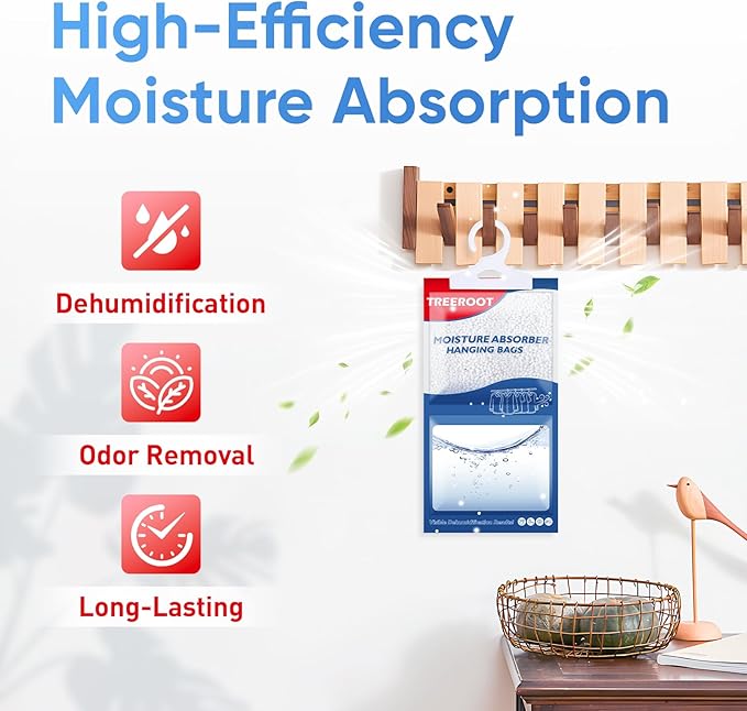 15 Pack Moisture Absorbers for Closet, 9.8OZ Hanging Closet Dehumidifier Bags, Hanging Humidity Absorber in Wardrobes, Kitchens and Bathrooms, Fragrance Free Portable Moisture bags