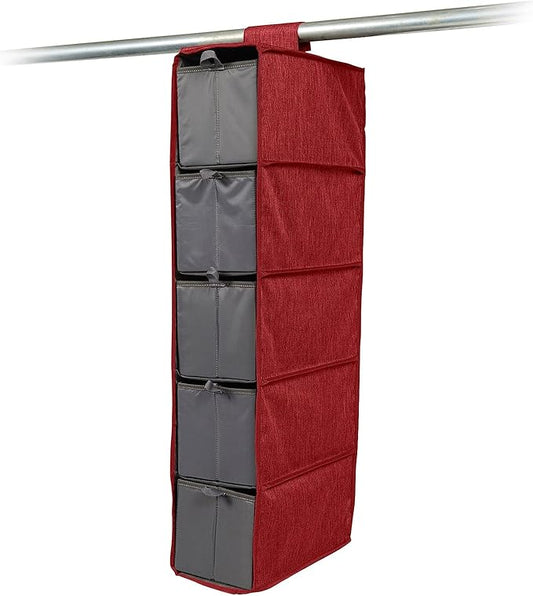 Covermates Keepsakes Hanging Shoe Organizer Set - Heavy Duty Material, Sturdy Interior Shelves, Includes Trays with Dividers - Closet Storage, Red Heather