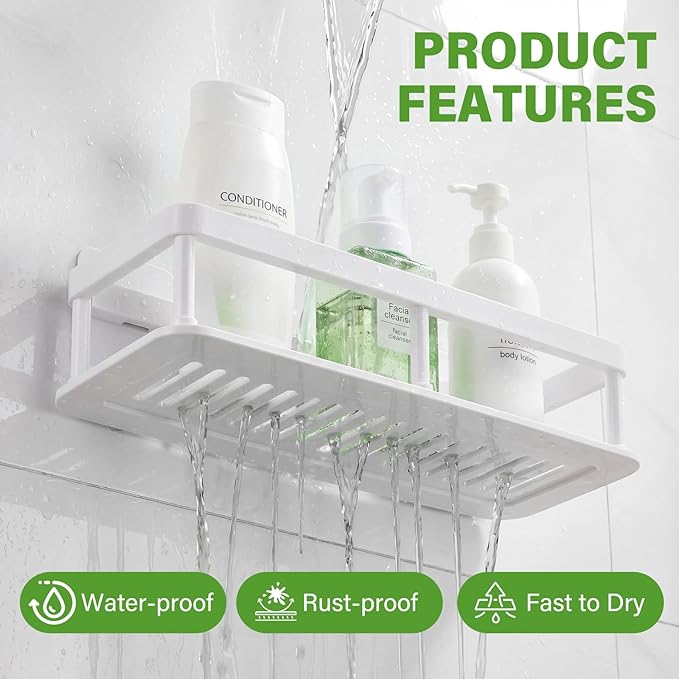 2pc Wall Mounted Floating Shelf, Detachable Storage Rack,No Drill Shelves for Wall,Floating Shelves Damage-Free Expand Walls Space for Living Room Kitchen Bathroom (4, White)