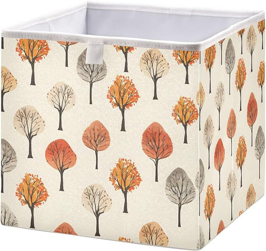 Bolaz Autumn Trees Pattern Closet Organizers Storage Cubes Storage Bins Shelf Baskets Containers for Home Room Office,Square