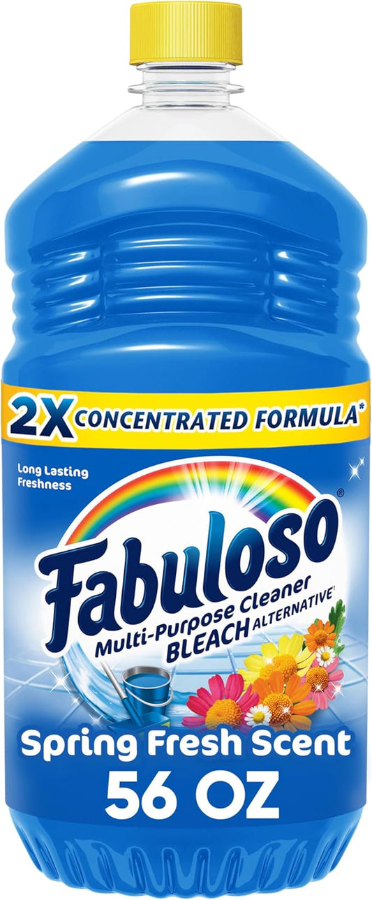Fabuloso Multi-Purpose Cleaner and Floor Cleaner, 2X Concentrated Formula, Long-Lasting Freshness, Spring Fresh Scent, 56 oz