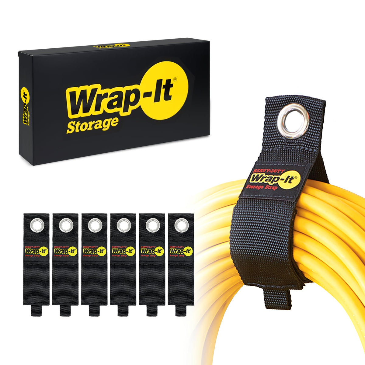 Heavy-Duty Wrap-It Storage Straps, 13-inch (6 Pack) - Image 1