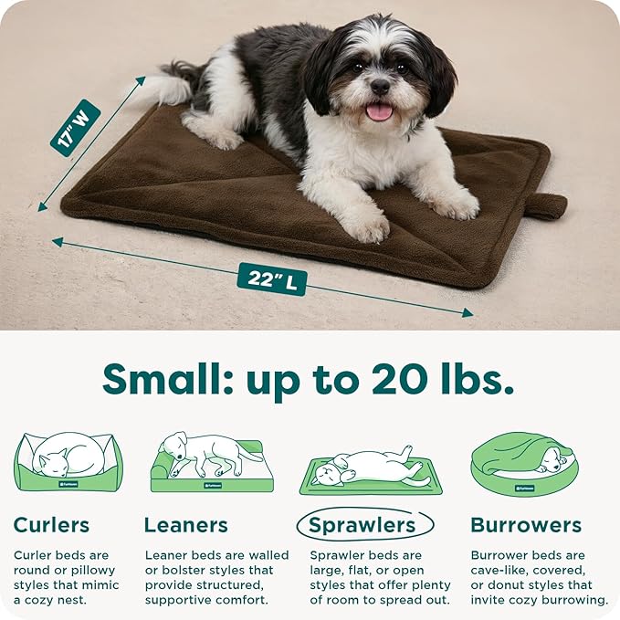 FurHaven ThermaNAP Self Warming Cat Mat/Dog Bed for Crates with Self-Warming Technology for Cozy Rest, Fully Machine Washable, Small, Plush Faux Fur, Espresso