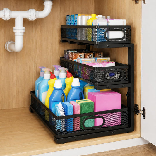 3-Tier Under Sink Organizer Organization for Home Bathroom - Image 1